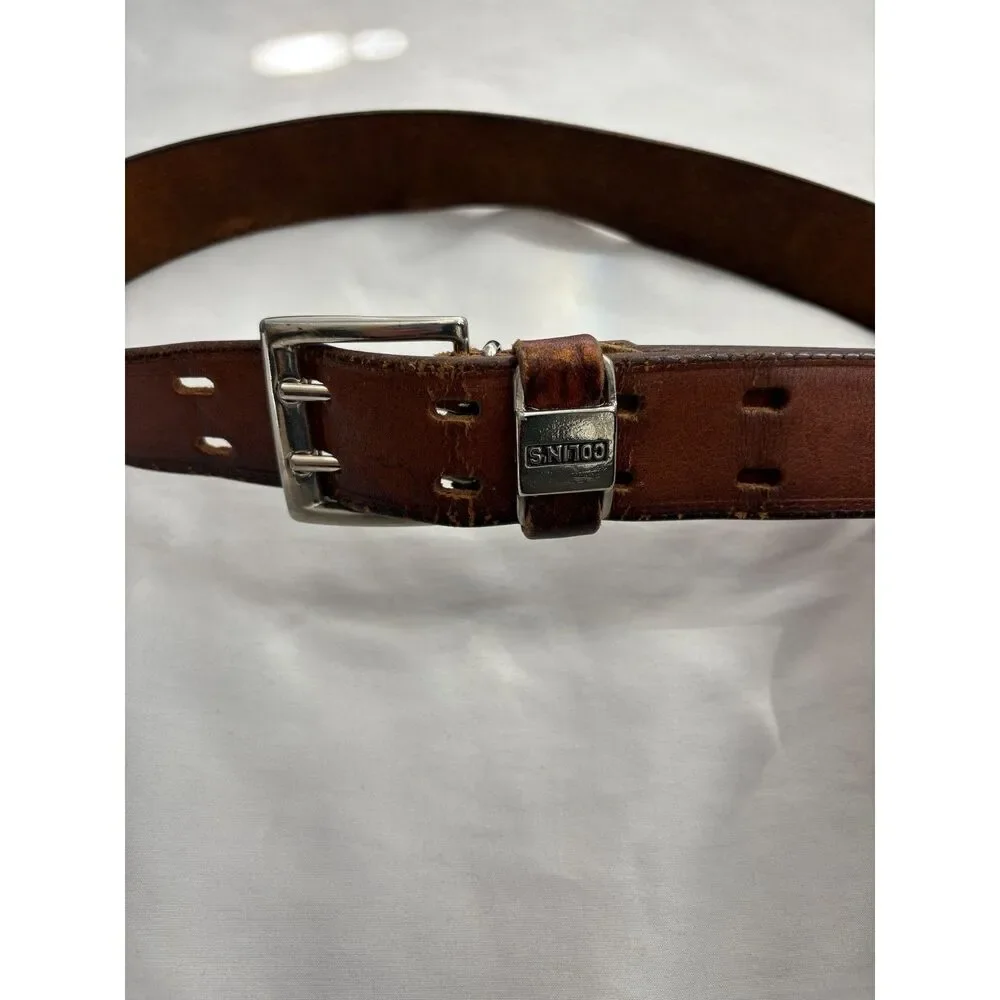 Vintage Colin's Brown Real Leather Belt European Quality Retro 80s 90s